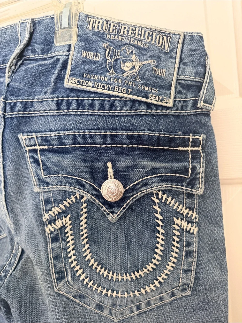 True Religion Men's Straight Jeans in Blue Denim Wash